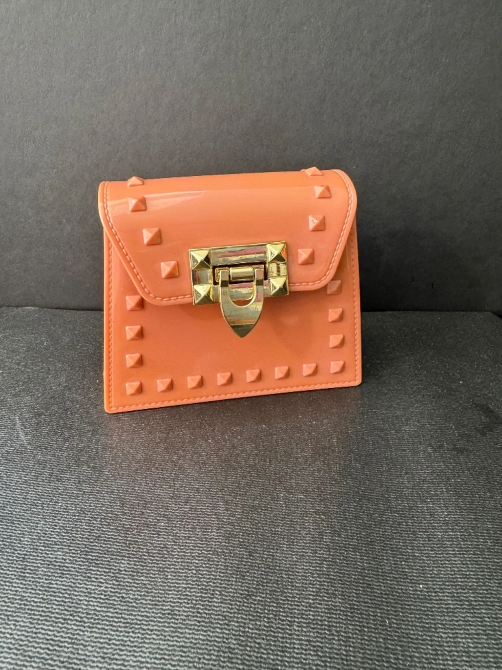 Coral Studded Mini Crossbody Bag Gold Chain Strap Small Purse Jelly